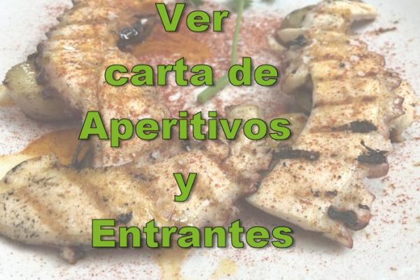 Carta de aperitivos y entrantes